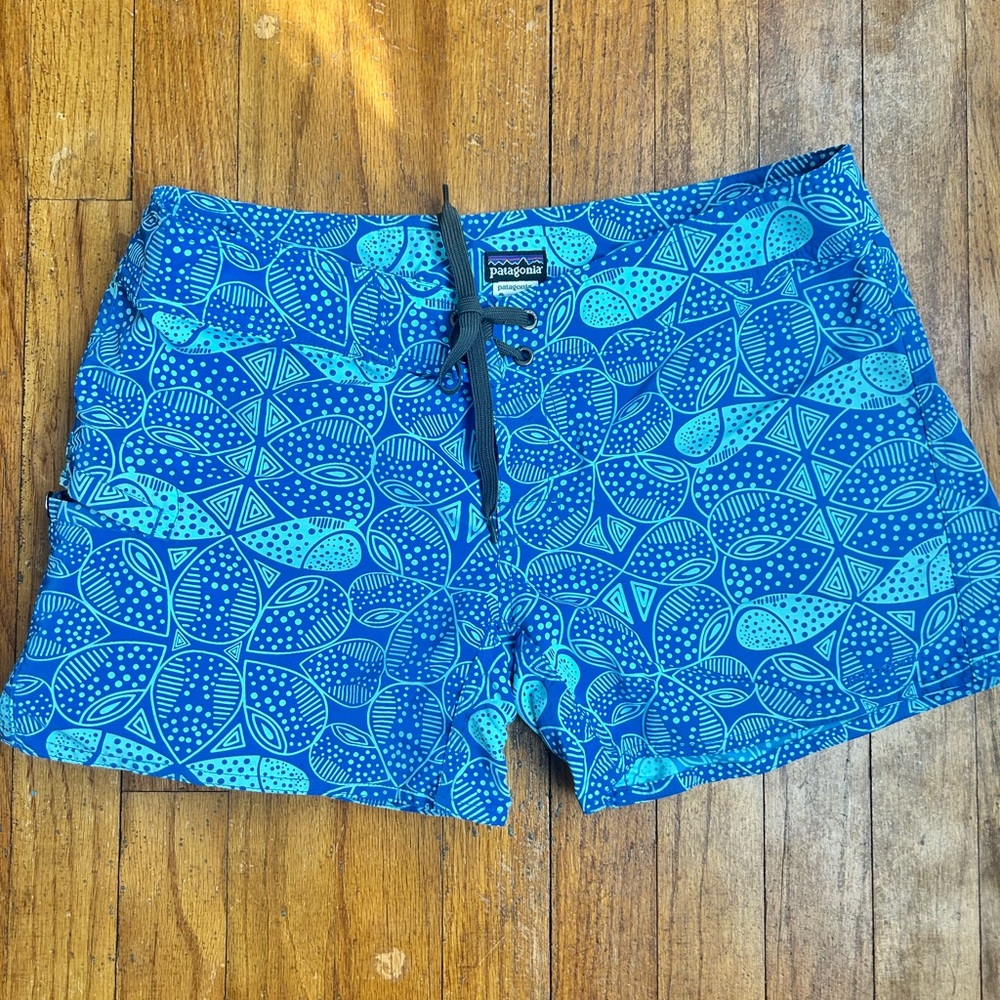 Patagonia Blue Aqua Patterned Women's Swim Bottoms